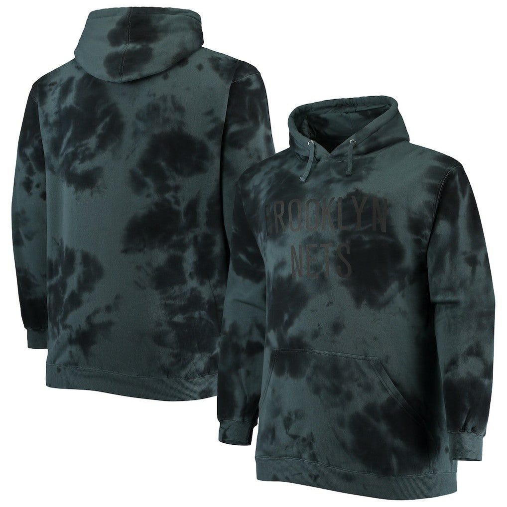 Fanatics Brooklyn Nets Big & Tall Wordmark Cloud Dye Pullover Hoodie Black