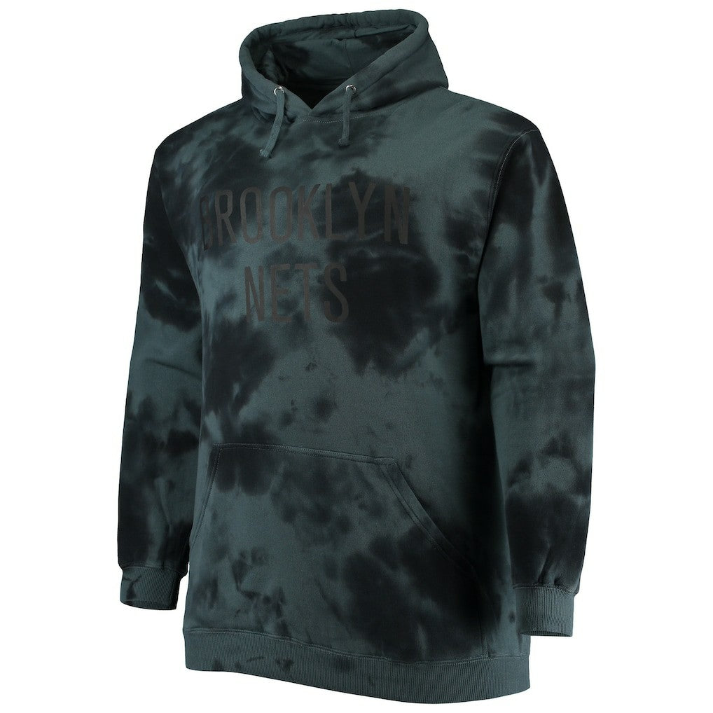 Fanatics Brooklyn Nets Big & Tall Wordmark Cloud Dye Pullover Hoodie Black