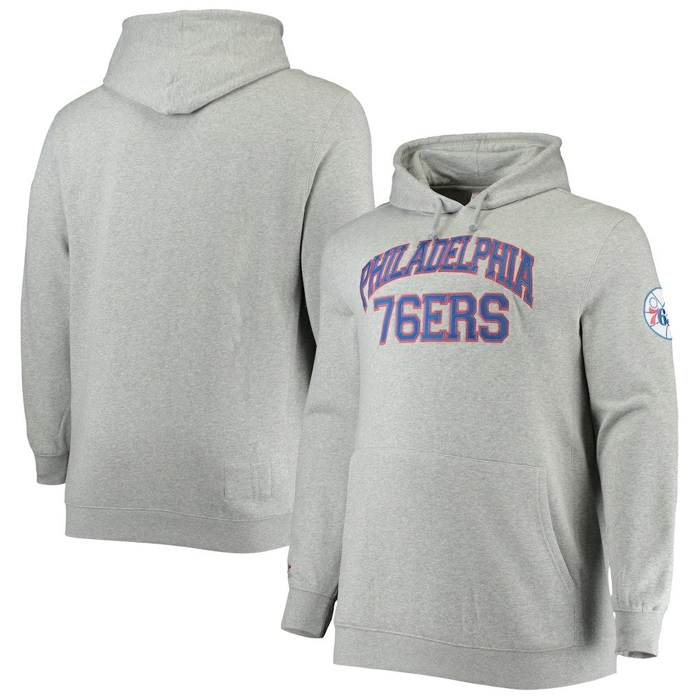 Mitchell & Ness Philadelphia 76ers Hardwood Classics Big & Tall Throwback Pullover Hoodie Heathered Gray