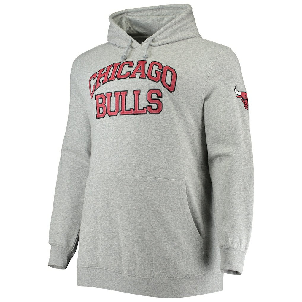 Mitchell & Ness Chicago Bulls Hardwood Classics Big & Tall Throwback Pullover Hoodie Heathered Gray