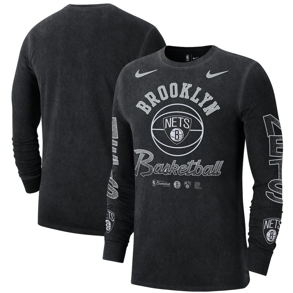 Nike Brooklyn Nets Courtside Retro Elevated Long Sleeve T-Shirt Black