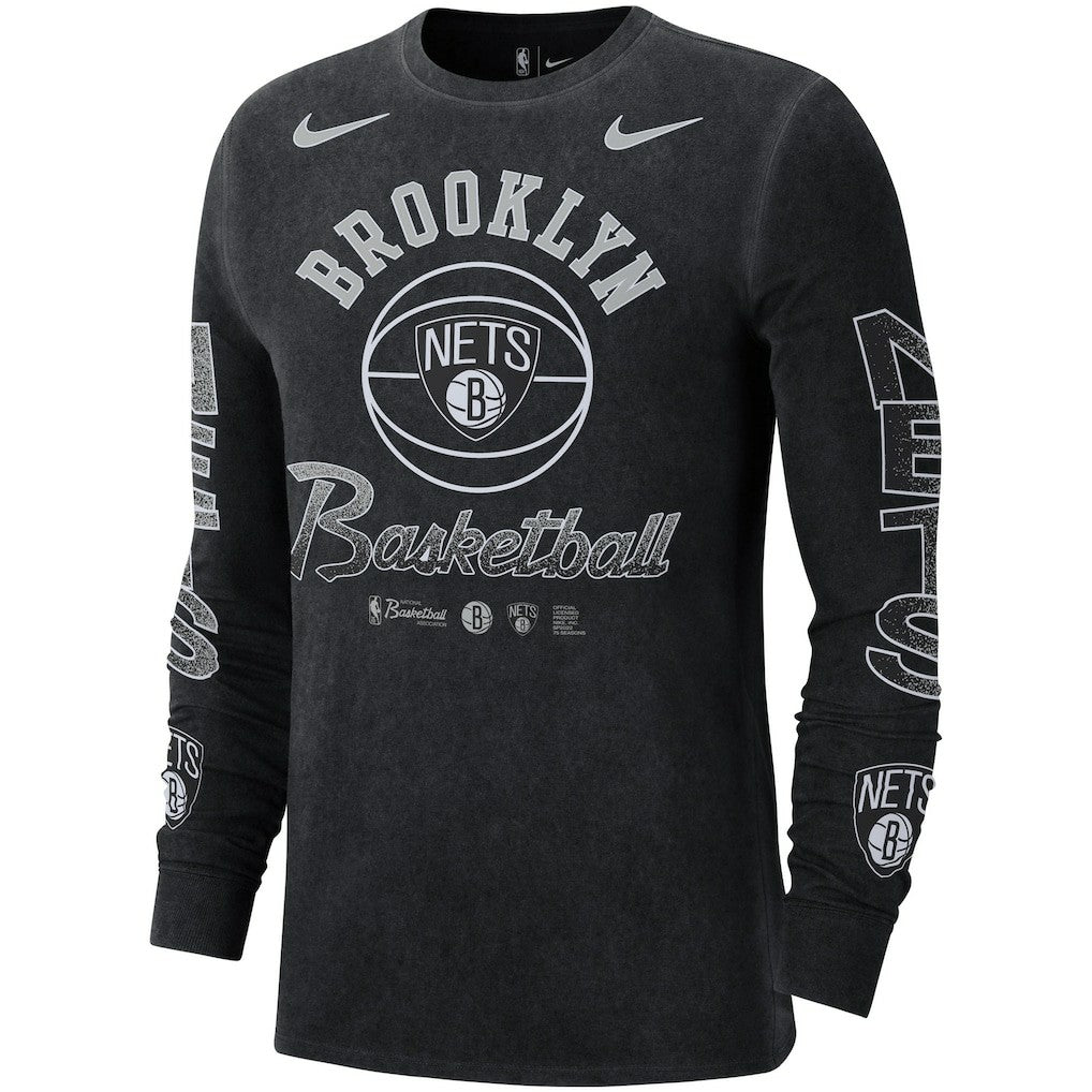 Nike Brooklyn Nets Courtside Retro Elevated Long Sleeve T-Shirt Black