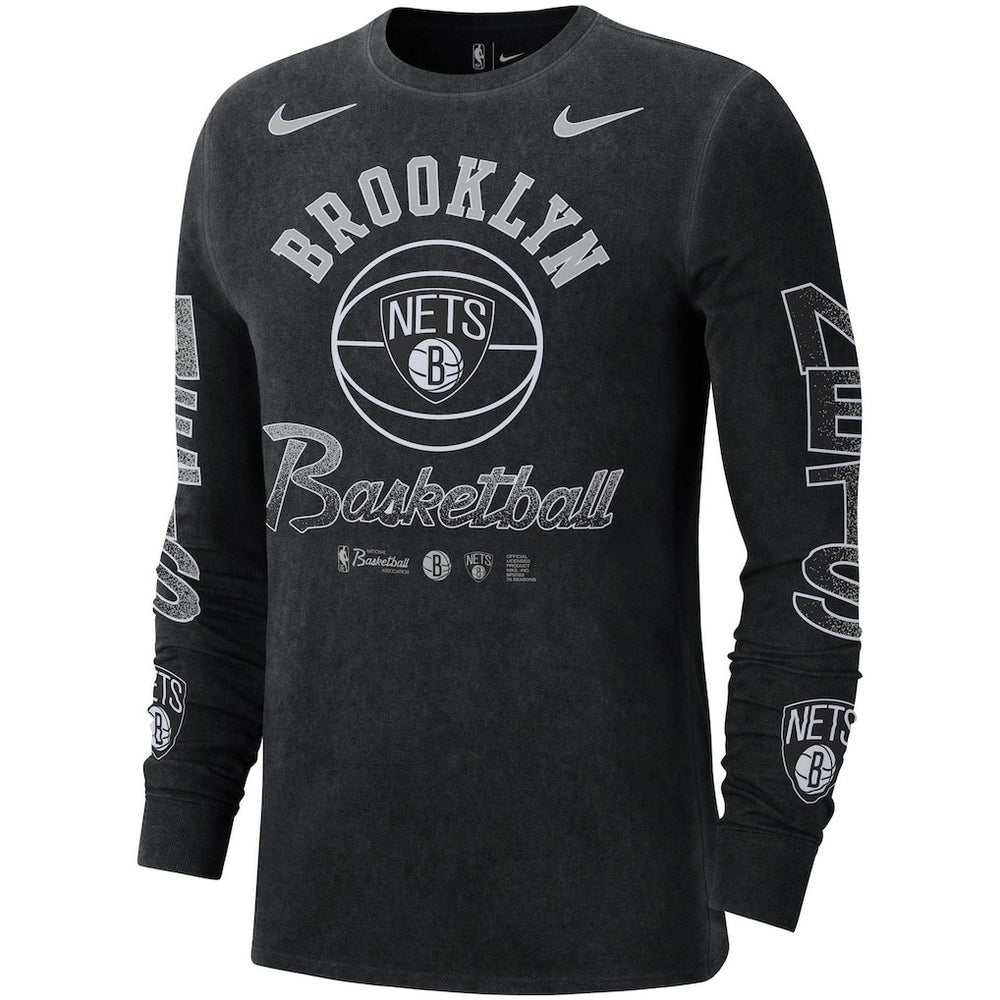 Nike Brooklyn Nets Courtside Retro Elevated Long Sleeve T-Shirt Black