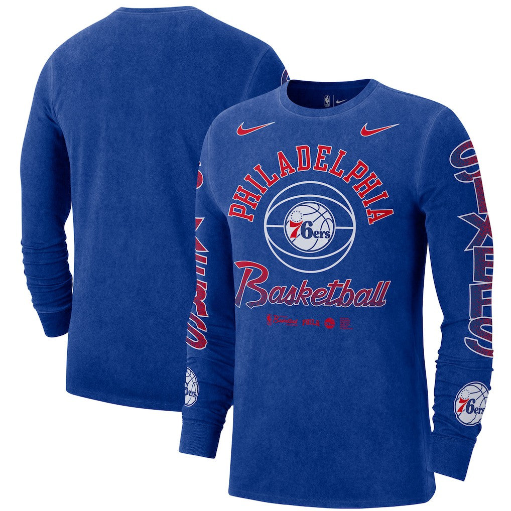 Nike Philadelphia 76ers Courtside Retro Elevated Long Sleeve T-Shirt Royal