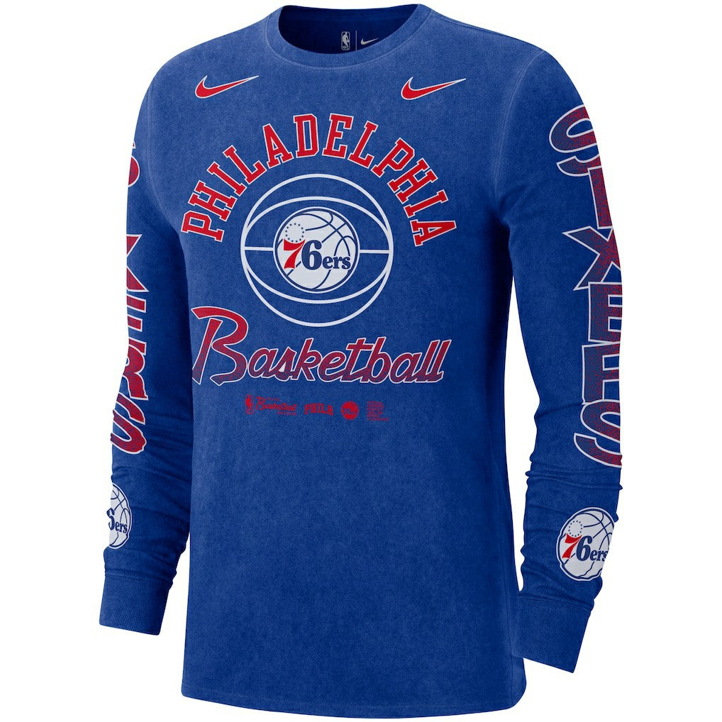Nike Philadelphia 76ers Courtside Retro Elevated Long Sleeve T-Shirt Royal