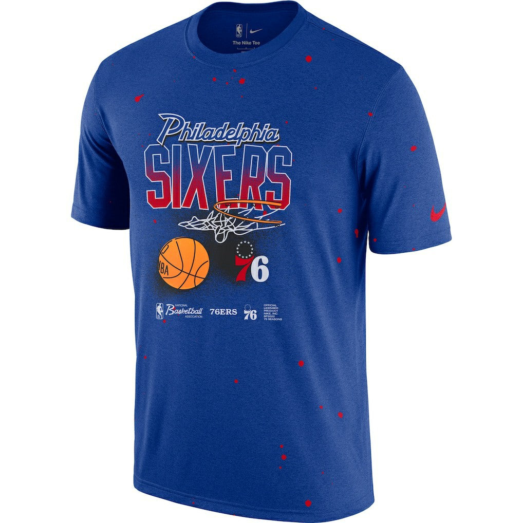 Nike Philadelphia 76ers Courtside Splatter T-Shirt Royal