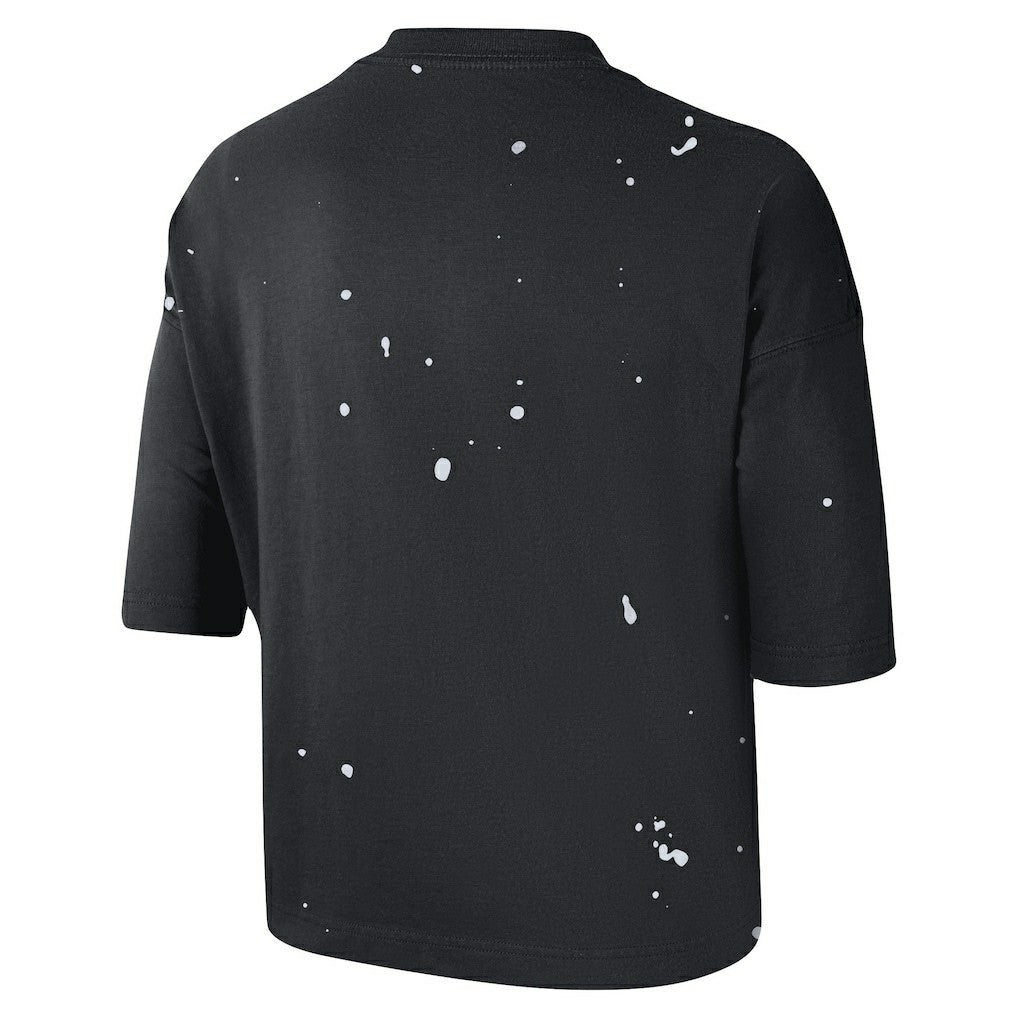 Nike Brooklyn Nets Women's Courtside Splatter Cropped T-Shirt Black