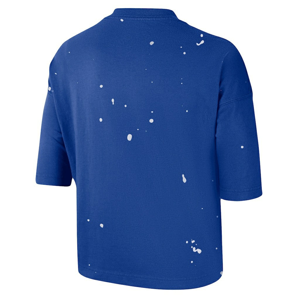 Nike Philadelphia 76ers Women's Courtside Splatter Cropped T-Shirt Royal