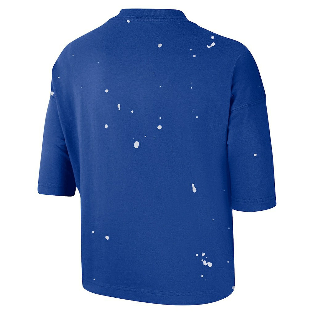 Nike Philadelphia 76ers Women's Courtside Splatter Cropped T-Shirt Royal