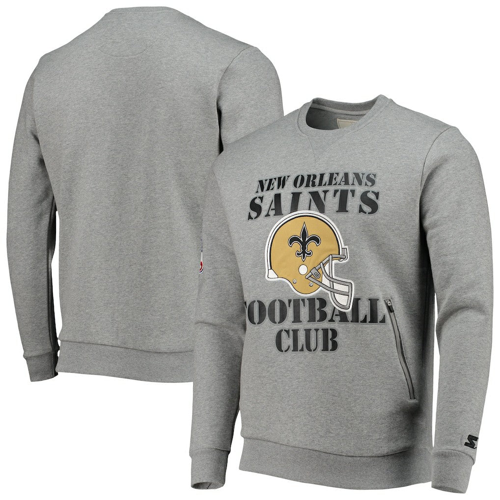 New Orleans Saints Starter Locker Room Throwback End Zone Pullover Sweatshirt - Gray - NFL