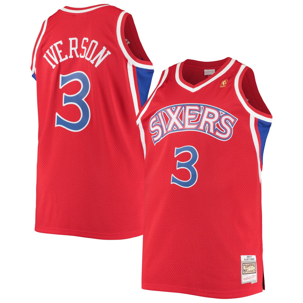 Mitchell & Ness Allen Iverson Philadelphia 76ers 1996/97 Big & Tall Hardwood Classics Swingman Jersey Red