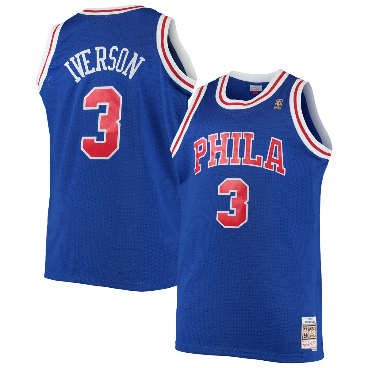 Mitchell & Ness Allen Iverson Philadelphia 76ers 1996/97 Big & Tall Hardwood Classics Swingman Jersey Royal