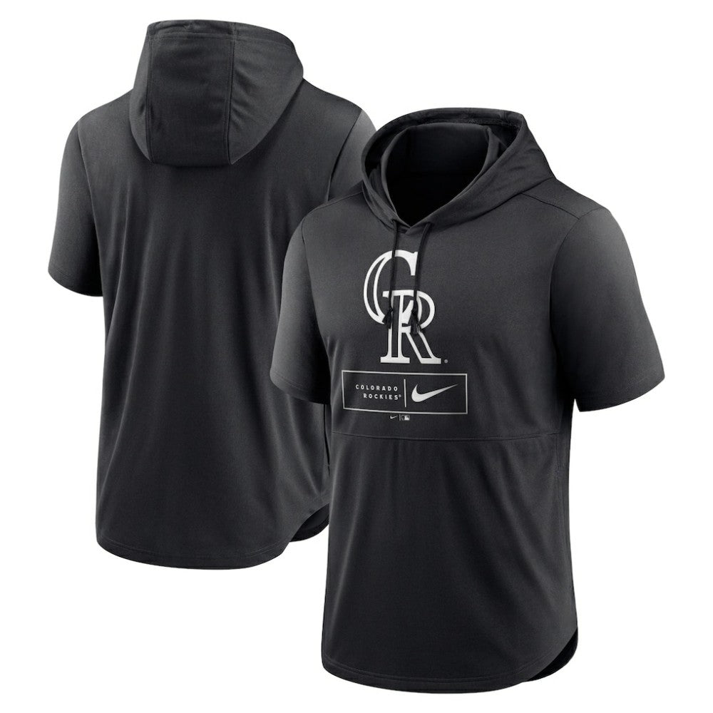 Colorado Rockies Nike Lockup Performance Short Sleeve Lightweight Hooded Top for sale