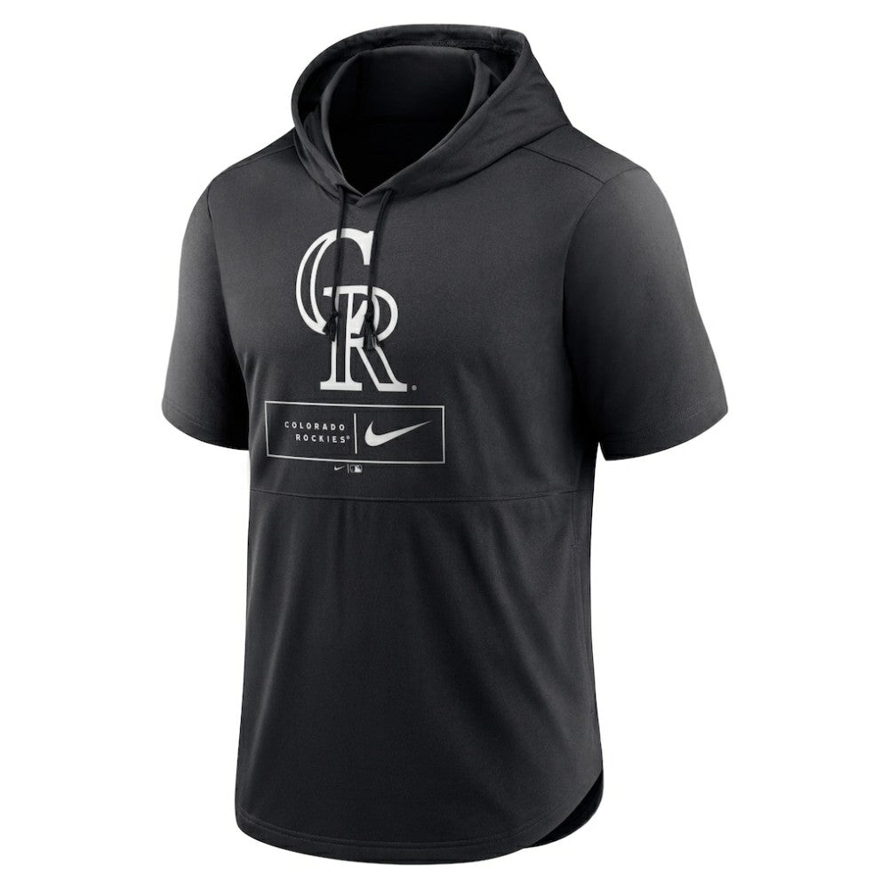 Colorado Rockies Nike Lockup Performance Short Sleeve Lightweight Hooded Top for sale