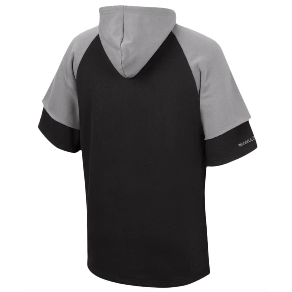 Las Vegas Raiders Home Advantage Raglan Short Sleeve Pullover Hoodie - Black - Mitchell & Ness