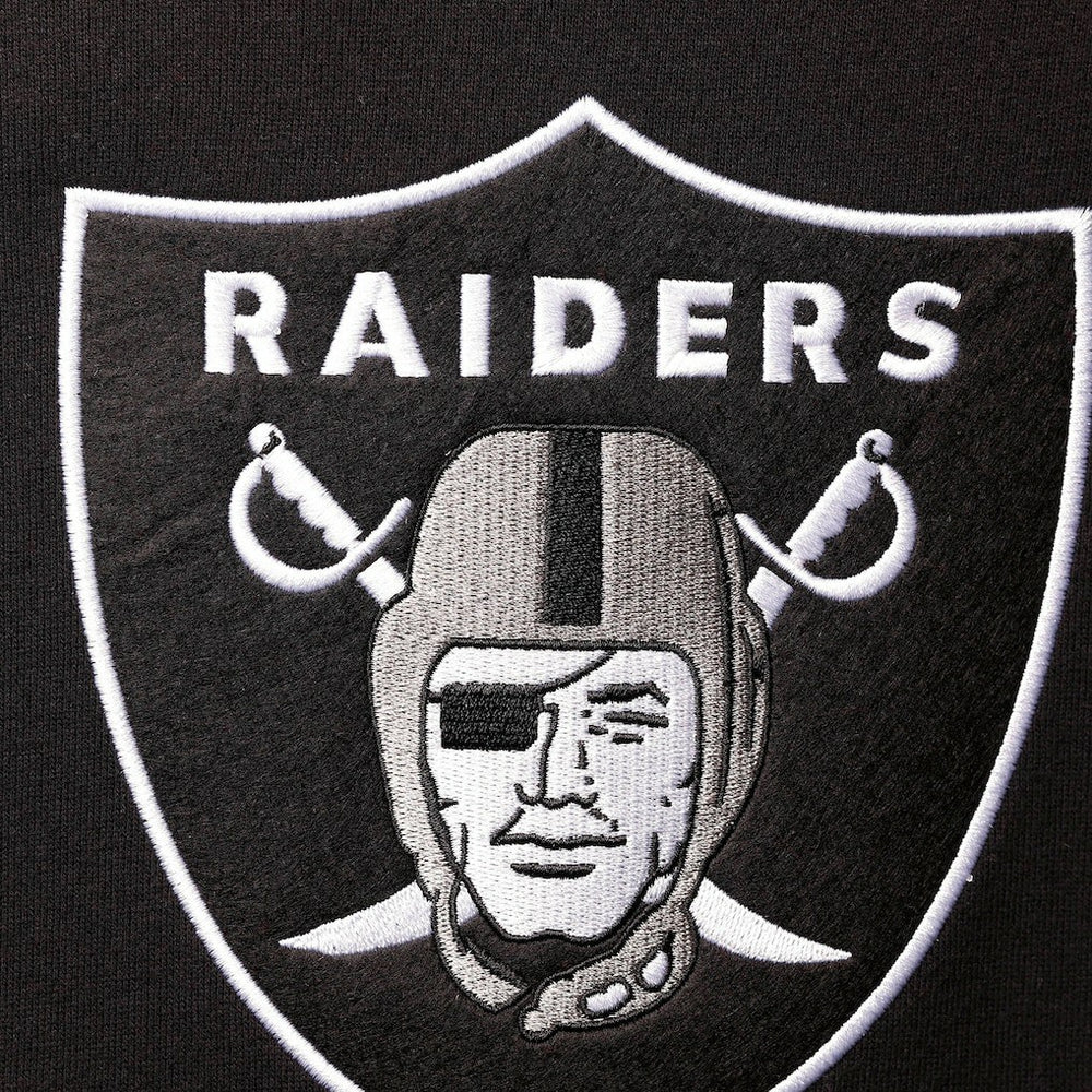 Las Vegas Raiders Home Advantage Raglan Short Sleeve Pullover Hoodie - Black - Mitchell & Ness