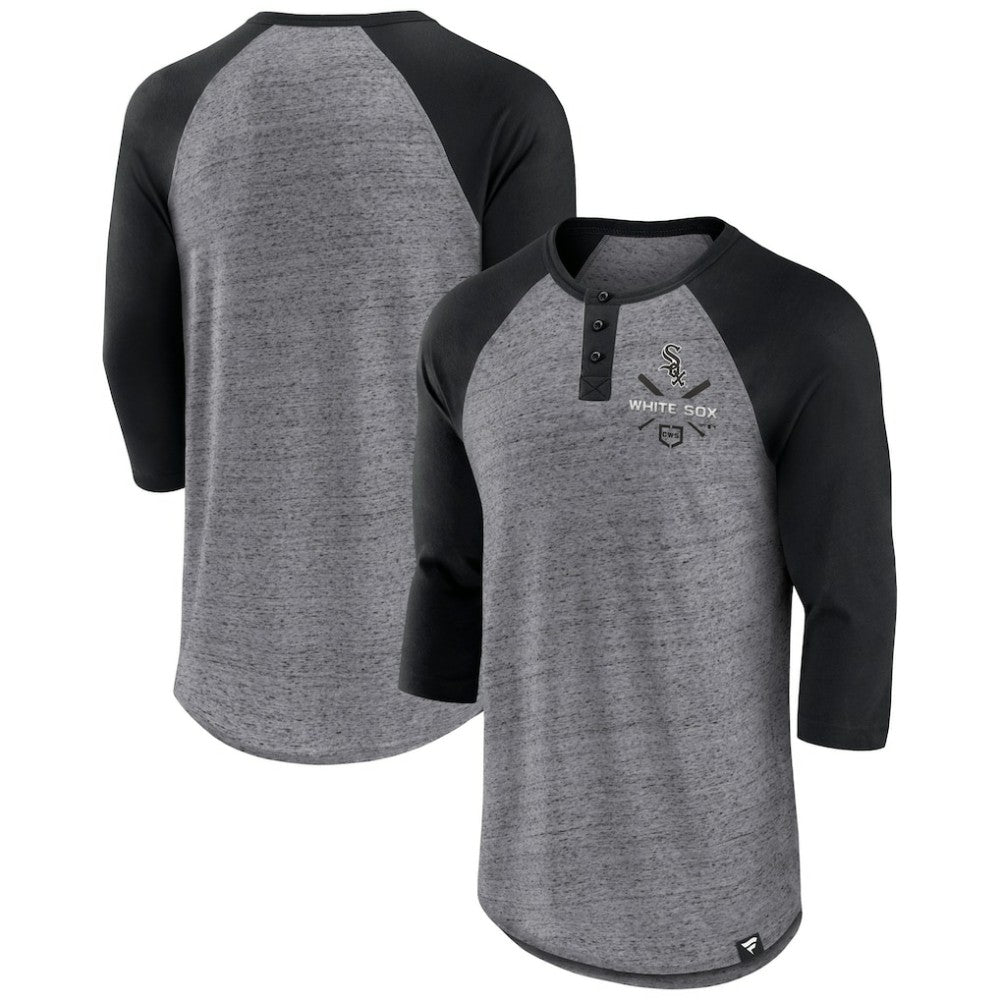 Chicago White Sox Fanatics Iconic Above Heat Speckled Raglan Henley 3/4 Sleeve T-Shirt Outlet