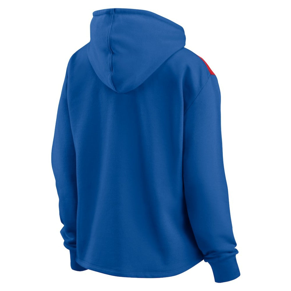 Chicago Cubs Fanatics Women's Iconic Overslide Color-Block Quarter-Zip Hoodie Discount