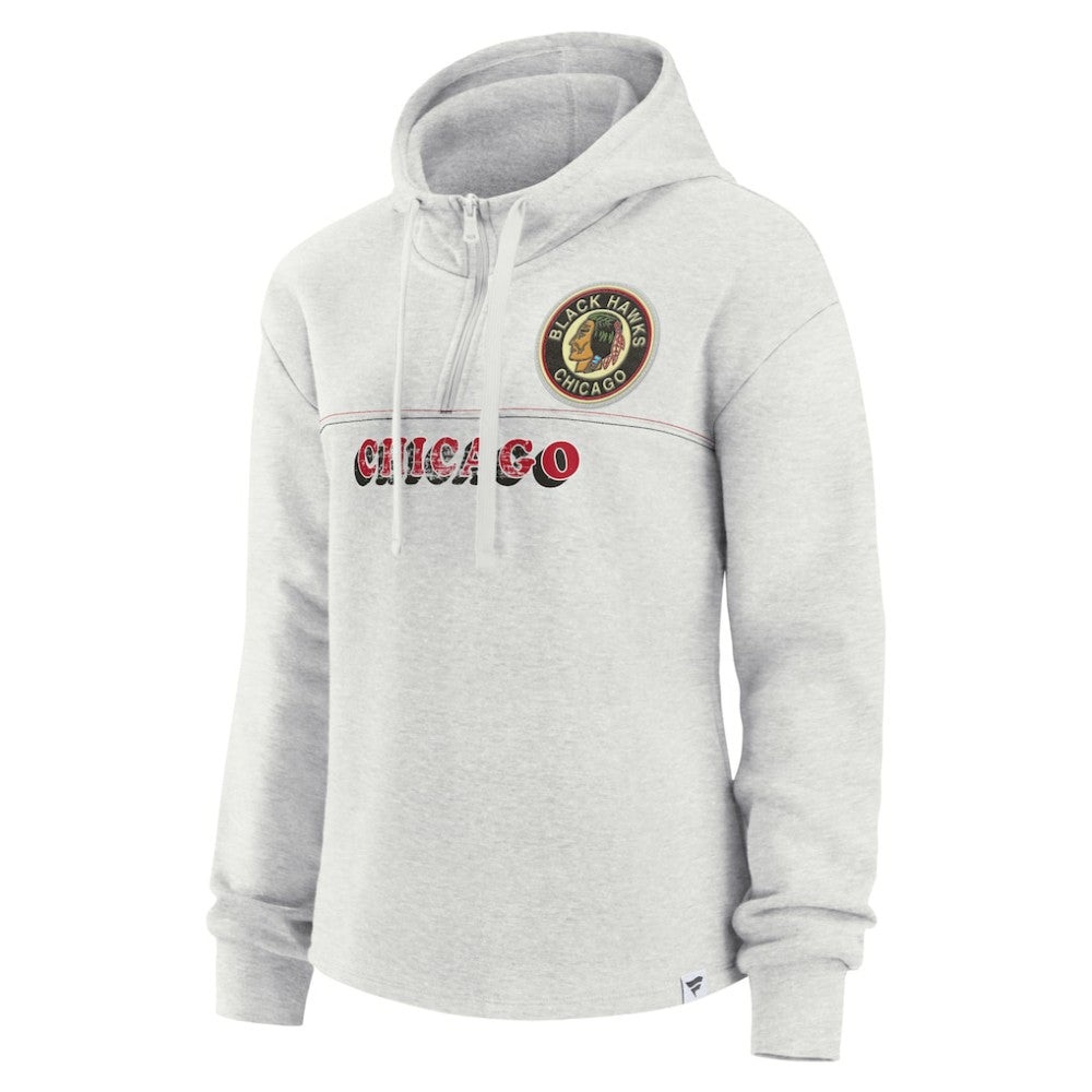 Chicago Blackhawks Fanatics Women's True Classics Legacy Quarter-Zip Hoodie - Ash | Fanatics Clearance