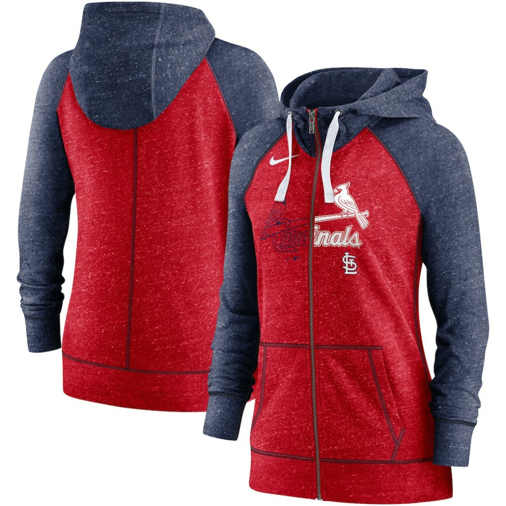 St. Louis Cardinals Nike Women's Split Wordmark Gym Vintage Raglan Lightweight Full-Zip Hoodie for sale