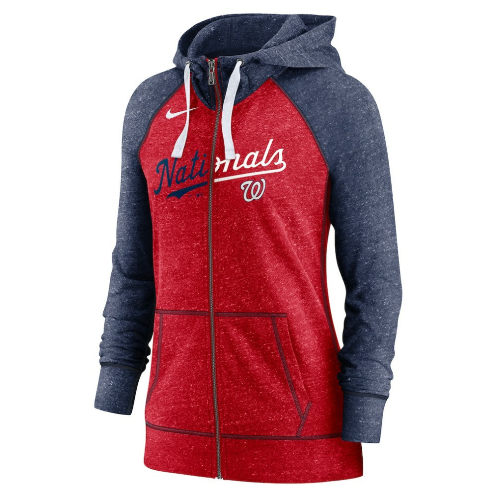 Washington Nationals Nike Women's Split Wordmark Gym Vintage Raglan Lightweight Full-Zip Hoodie Near Me
