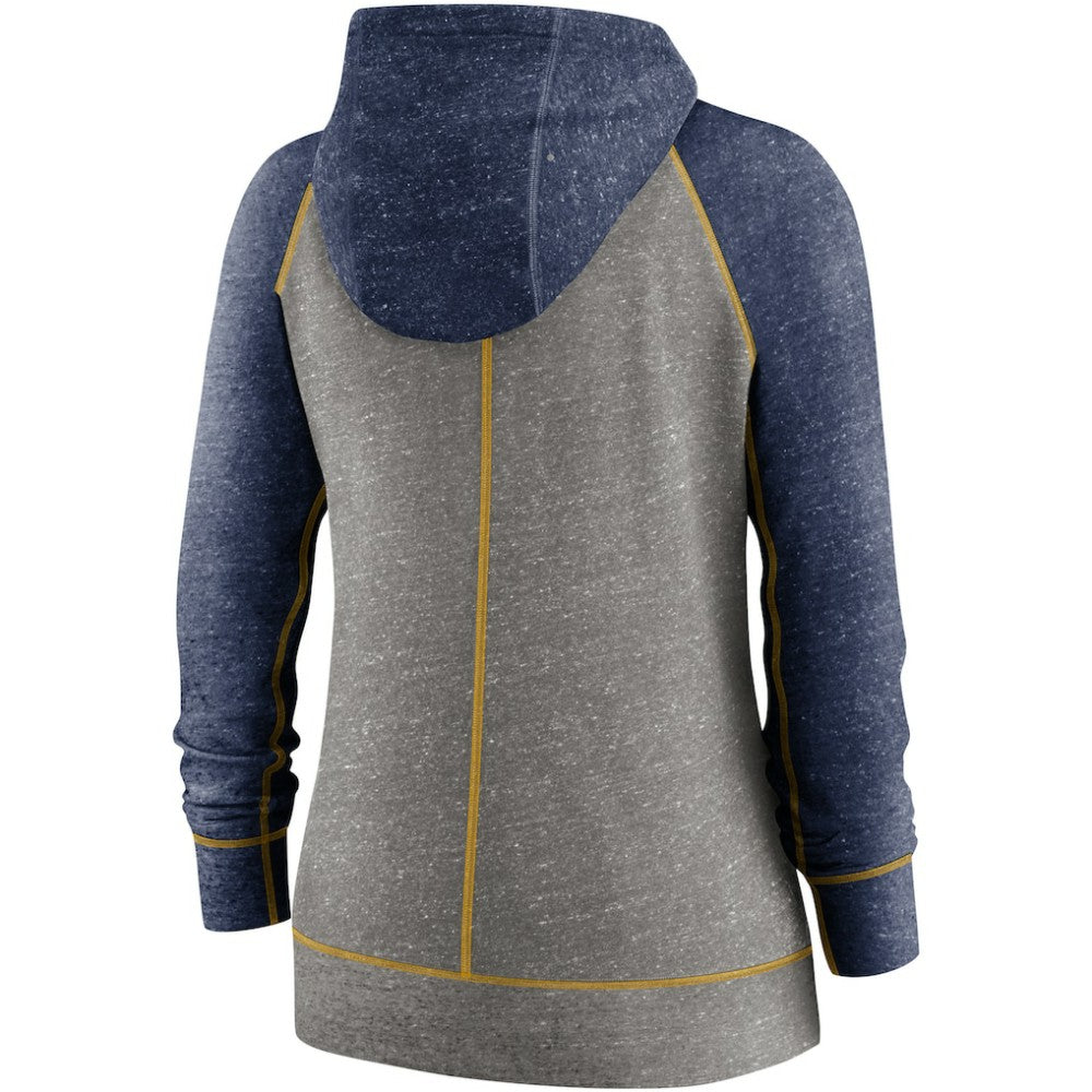 Milwaukee Brewers Nike Women's Split Wordmark Gym Vintage Raglan Lightweight Full-Zip Hoodie Discount