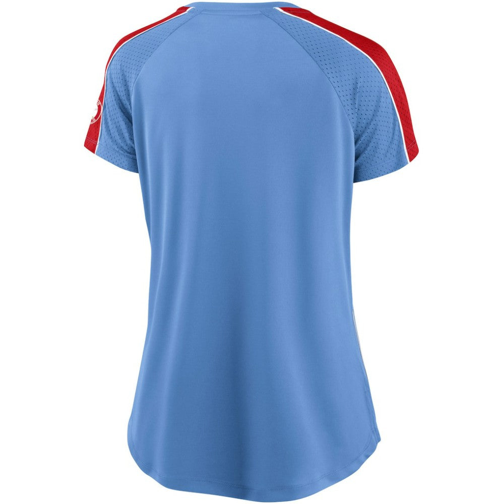 St. Louis Cardinals Fanatics Women's Light Blue/Red True Classic League Diva Pinstripe Raglan V-Neck T-Shirt Discount
