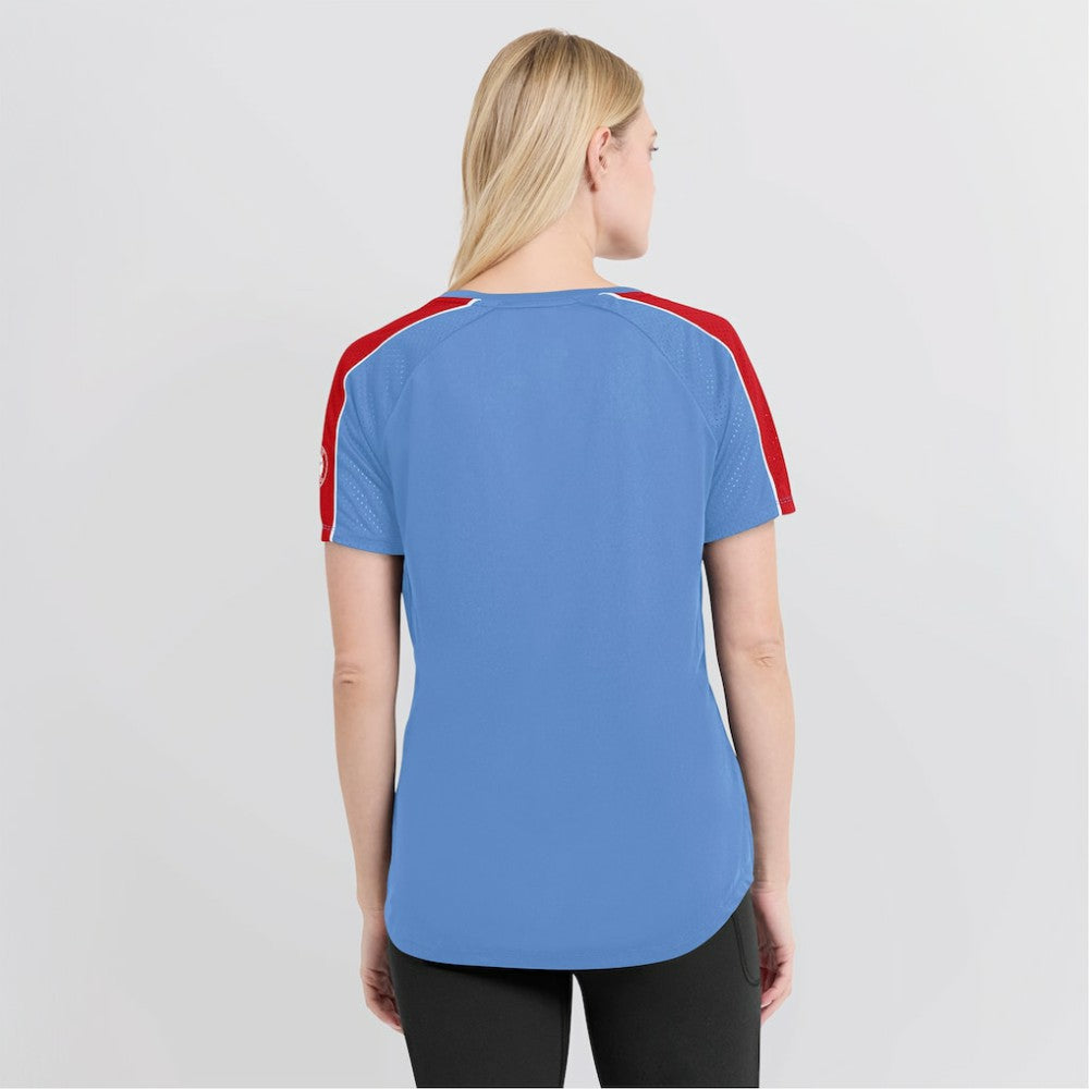 St. Louis Cardinals Fanatics Women's Light Blue/Red True Classic League Diva Pinstripe Raglan V-Neck T-Shirt Discount