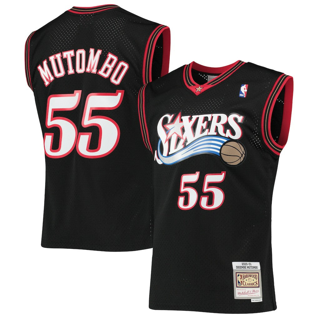 Mitchell & Ness Dikembe Mutombo Philadelphia 76ers Hardwood Classics Swingman Jersey Black