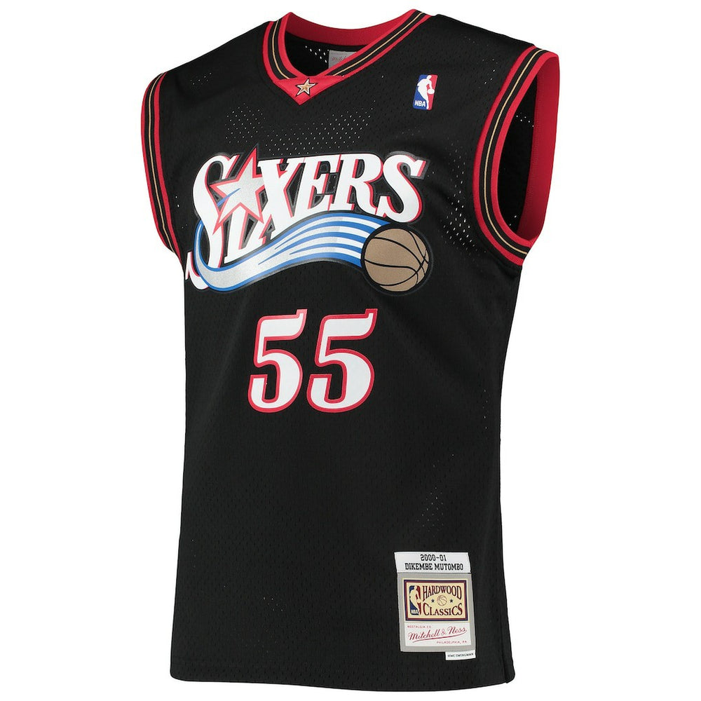 Mitchell & Ness Dikembe Mutombo Philadelphia 76ers Hardwood Classics Swingman Jersey Black
