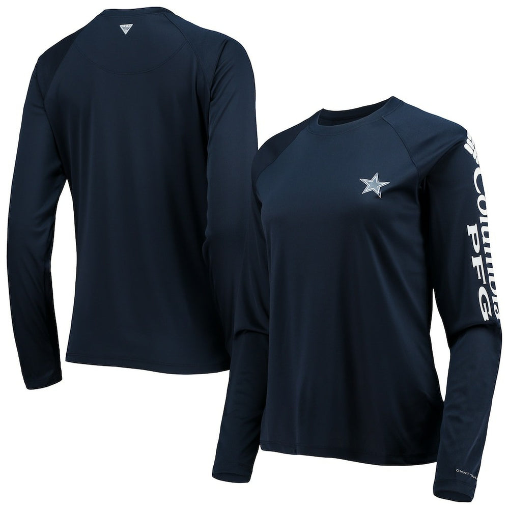 Dallas Cowboys Women's Tidal Omni-Shade Raglan Long Sleeve T-Shirt - Navy/White - Columbia