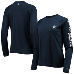 Dallas Cowboys Women's Tidal Omni-Shade Raglan Long Sleeve T-Shirt - Navy/White - Columbia