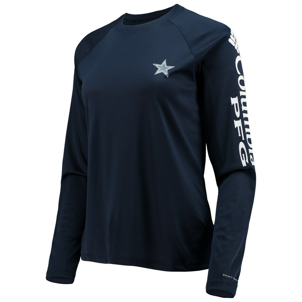 Dallas Cowboys Women's Tidal Omni-Shade Raglan Long Sleeve T-Shirt - Navy/White - Columbia