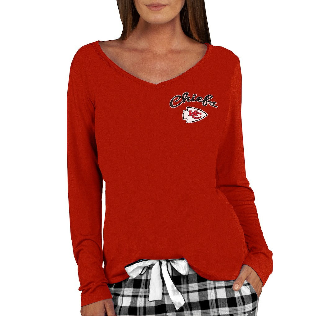 Kansas City Chiefs Concepts Sport Women's Marathon Knit Long Sleeve Lightweight V-Neck Lounge Top - Red - NFL