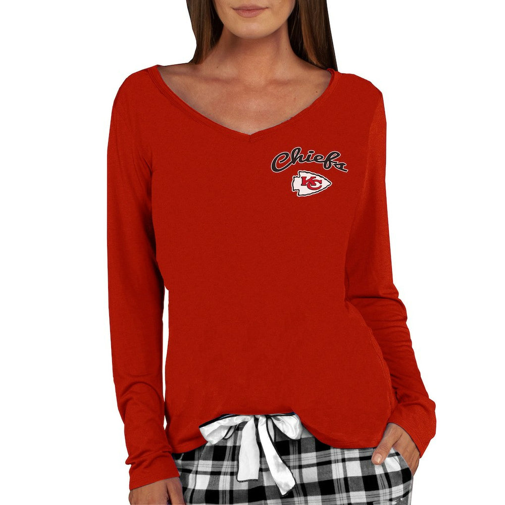 Kansas City Chiefs Concepts Sport Women's Marathon Knit Long Sleeve Lightweight V-Neck Lounge Top - Red - NFL
