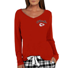 Kansas City Chiefs Concepts Sport Women's Marathon Knit Long Sleeve Lightweight V-Neck Lounge Top - Red - NFL