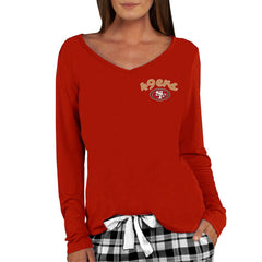 San Francisco 49ers Concepts Sport Women's Marathon Knit Long Sleeve Lightweight V-Neck Lounge Top - Scarlet - NFL