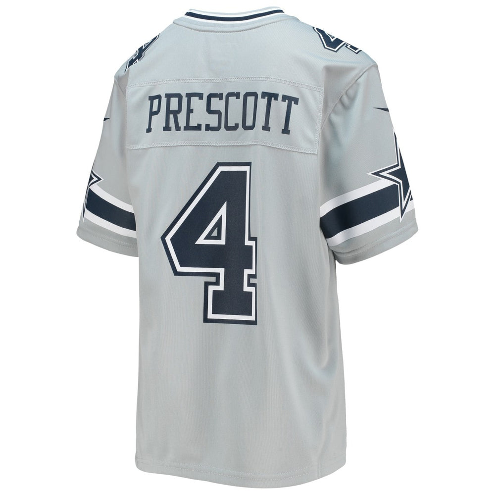 Dak Prescott Dallas Cowboys Youth Inverted Team Game Jersey - Silver - Nike