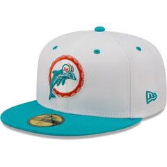 Miami Dolphins New Era Flipside 2Tone 59FIFTY Fitted Hat - White/Aqua - NFL