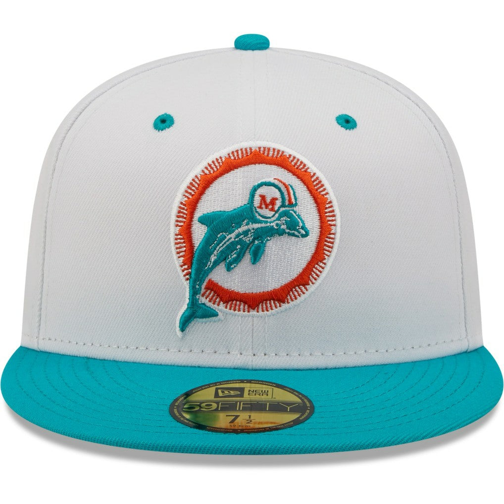 Miami Dolphins New Era Flipside 2Tone 59FIFTY Fitted Hat - White/Aqua - NFL