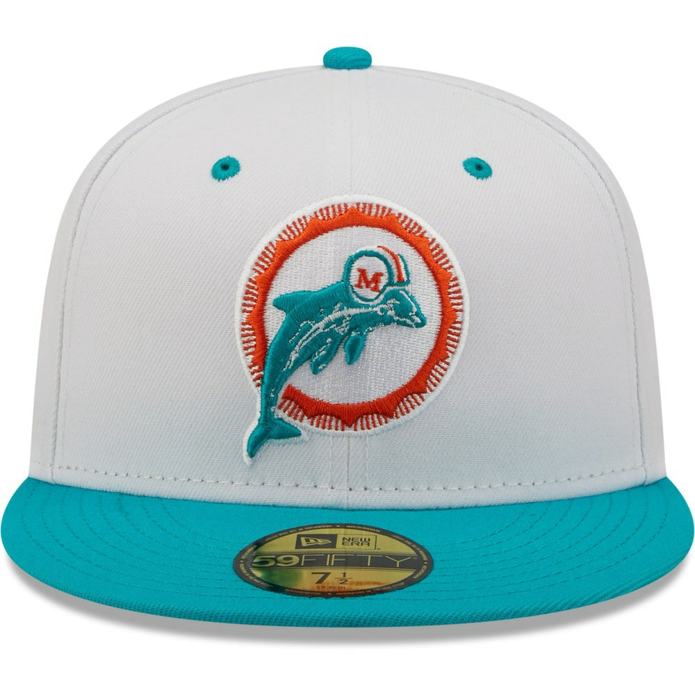 Miami Dolphins New Era Flipside 2Tone 59FIFTY Fitted Hat - White/Aqua - NFL