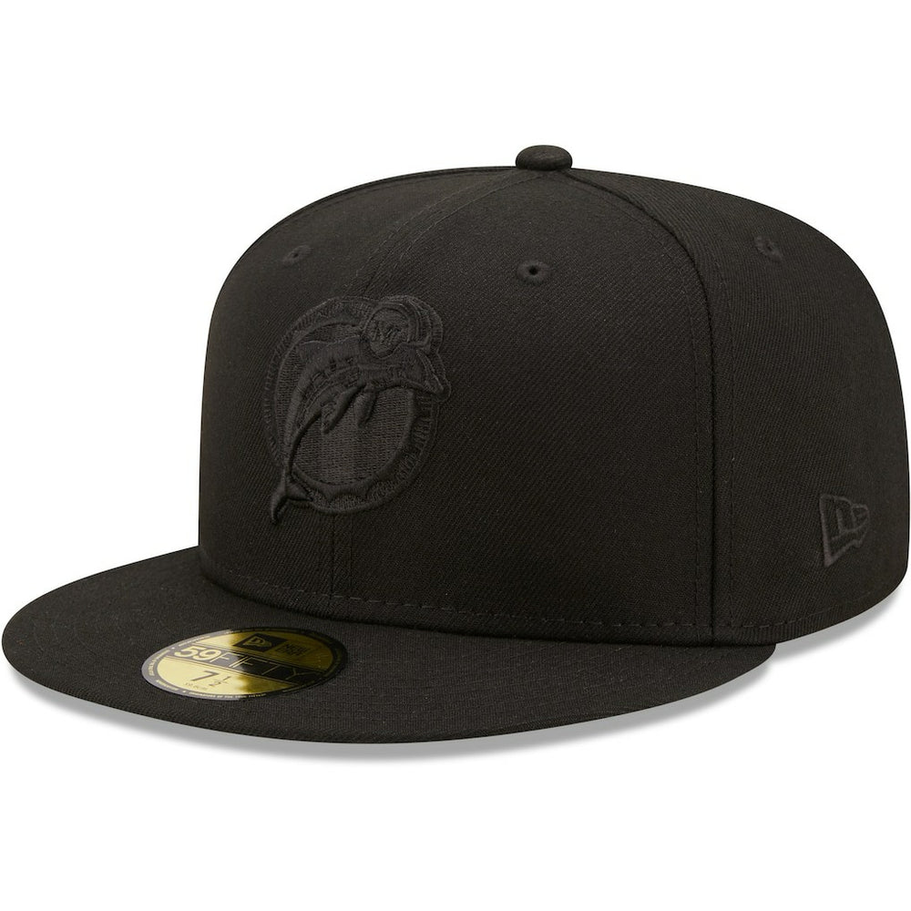 Miami Dolphins New Era Team Black on Black Alternate Logo 59FIFTY Fitted Hat - NFL