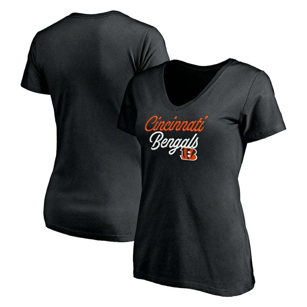 Cincinnati Bengals Women's Long Stride V-Neck T-Shirt - Black - NFL