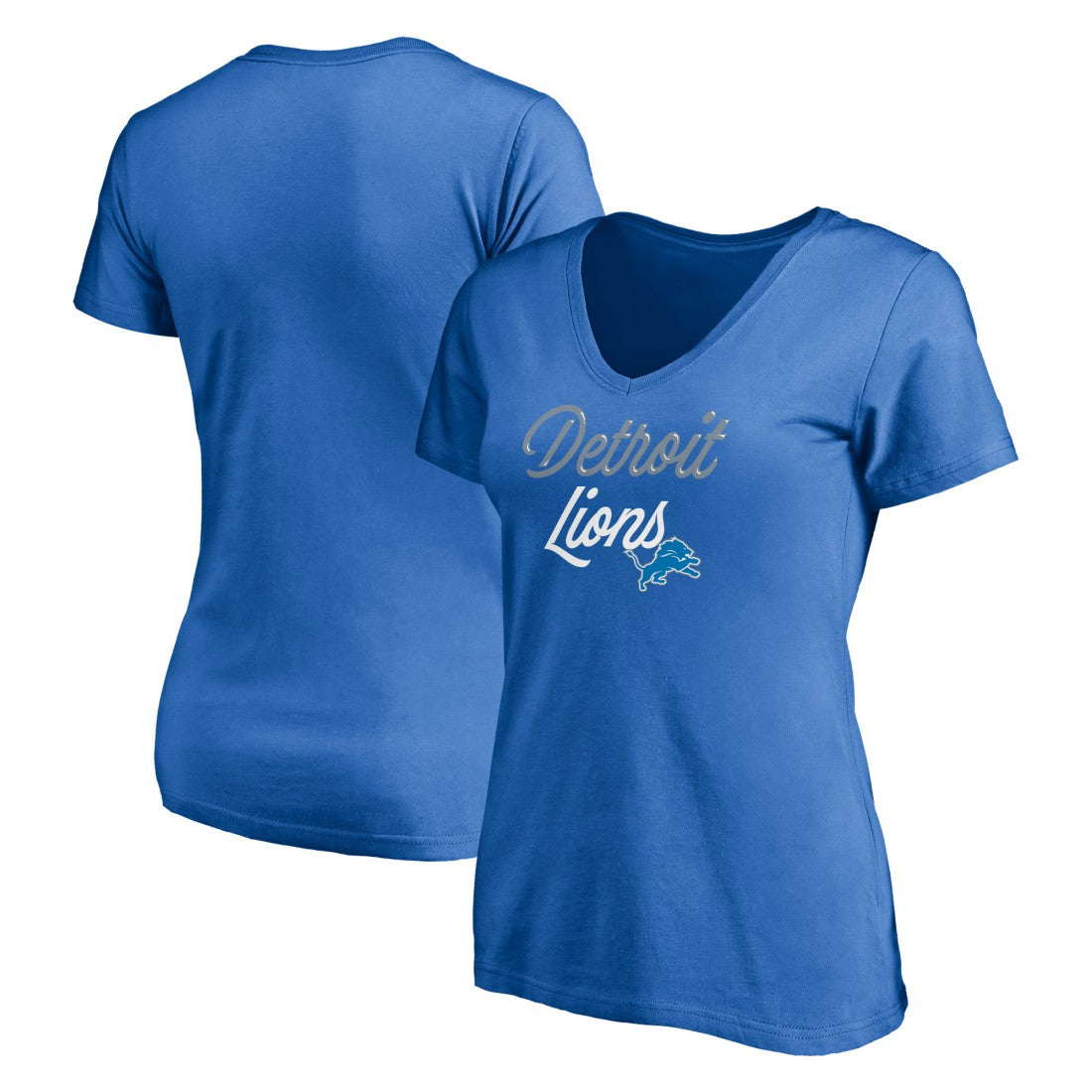 Detroit Lions Women's Long Stride V-Neck T-Shirt - Blue - NFL