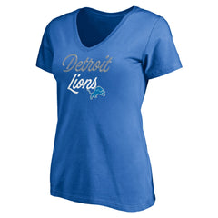 Detroit Lions Women's Long Stride V-Neck T-Shirt - Blue - NFL