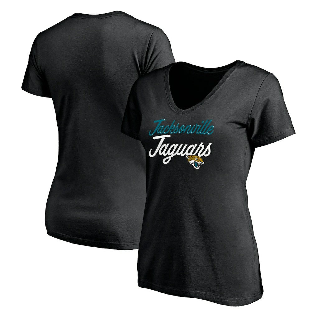Jacksonville Jaguars Women's Long Stride V-Neck T-Shirt - Black - NFL