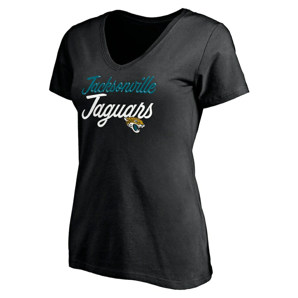 Jacksonville Jaguars Women's Long Stride V-Neck T-Shirt - Black - NFL