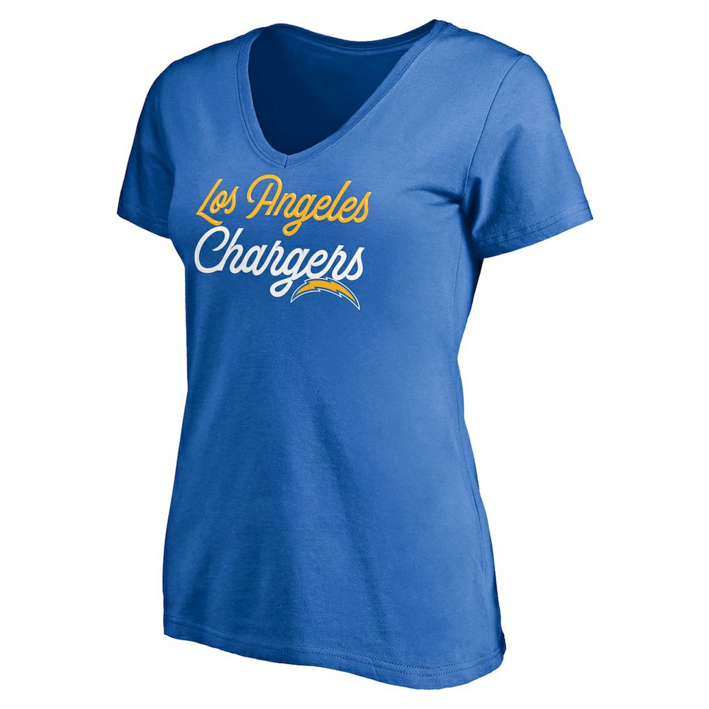 Los Angeles Chargers Women's Long Stride V-Neck T-Shirt - Powder Blue - NFL