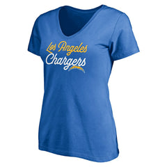 Los Angeles Chargers Women's Long Stride V-Neck T-Shirt - Powder Blue - NFL
