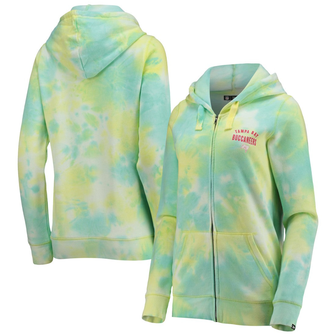 Tampa Bay Buccaneers New Era Women's Ice-Dye Full-Zip Hoodie - White - NFL
